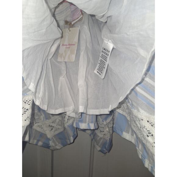 Tommy Bahama Babies Size 3-6 Crochet Embroidered Blue and White Sundress Spring - Picture 2 of 4
